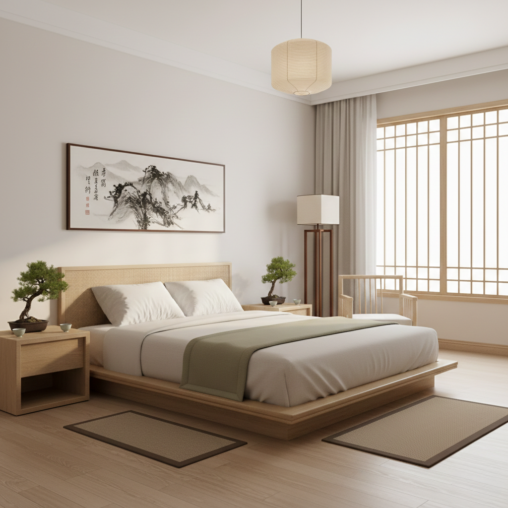 A Estética Oriental traz serenidade e equilíbrio, com linhas limpas e materiais naturais que promovem a paz visual.